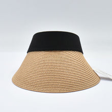 Load image into Gallery viewer, THSH1017: Camel: Adjustable Wide Brim Contrast Sun Visor Hat
