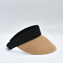 Load image into Gallery viewer, THSH1017: Camel: Adjustable Wide Brim Contrast Sun Visor Hat
