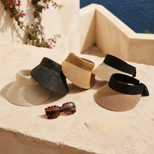 Load image into Gallery viewer, THSH1017: Camel: Adjustable Wide Brim Contrast Sun Visor Hat

