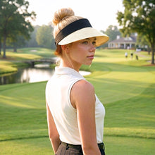 Load image into Gallery viewer, THSH1018: Sand: Adjustable Wide Brim Contrast Sun Visor Hat

