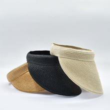 Load image into Gallery viewer, THSH1019: Camel: Wide Brim Sun Visor Hat with Elastic Band
