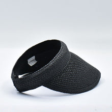 Load image into Gallery viewer, THSH1020: Black: Wide Brim Sun Visor Hat with Elastic Band

