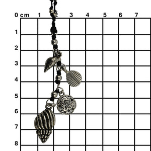 THSJ1108: Aqua Waxed Cord Necklace: Seashell