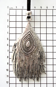 Peacock Feather Pendant: Suede Leather Necklace | Silver