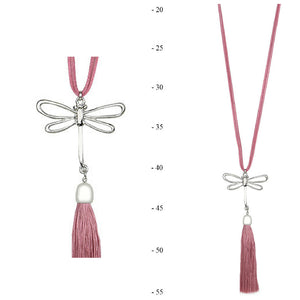Dragonfly Pendant Necklace | Dusty Pink