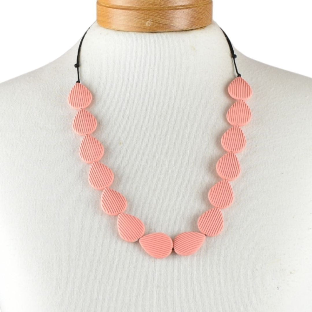 THSJ1260: Dusty Rose: Teardrop Resin Necklace