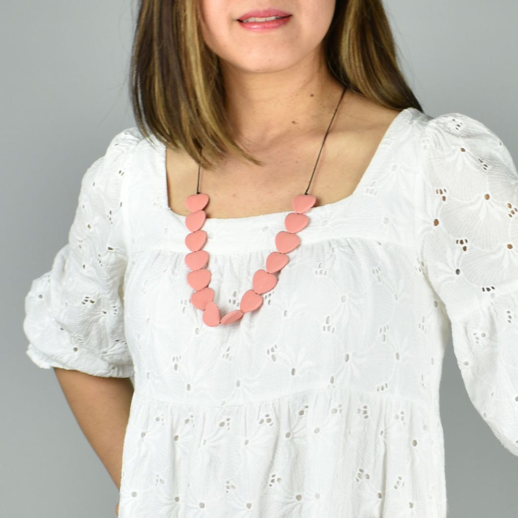 THSJ1264: Dusty Rose: Heart Resin Necklace