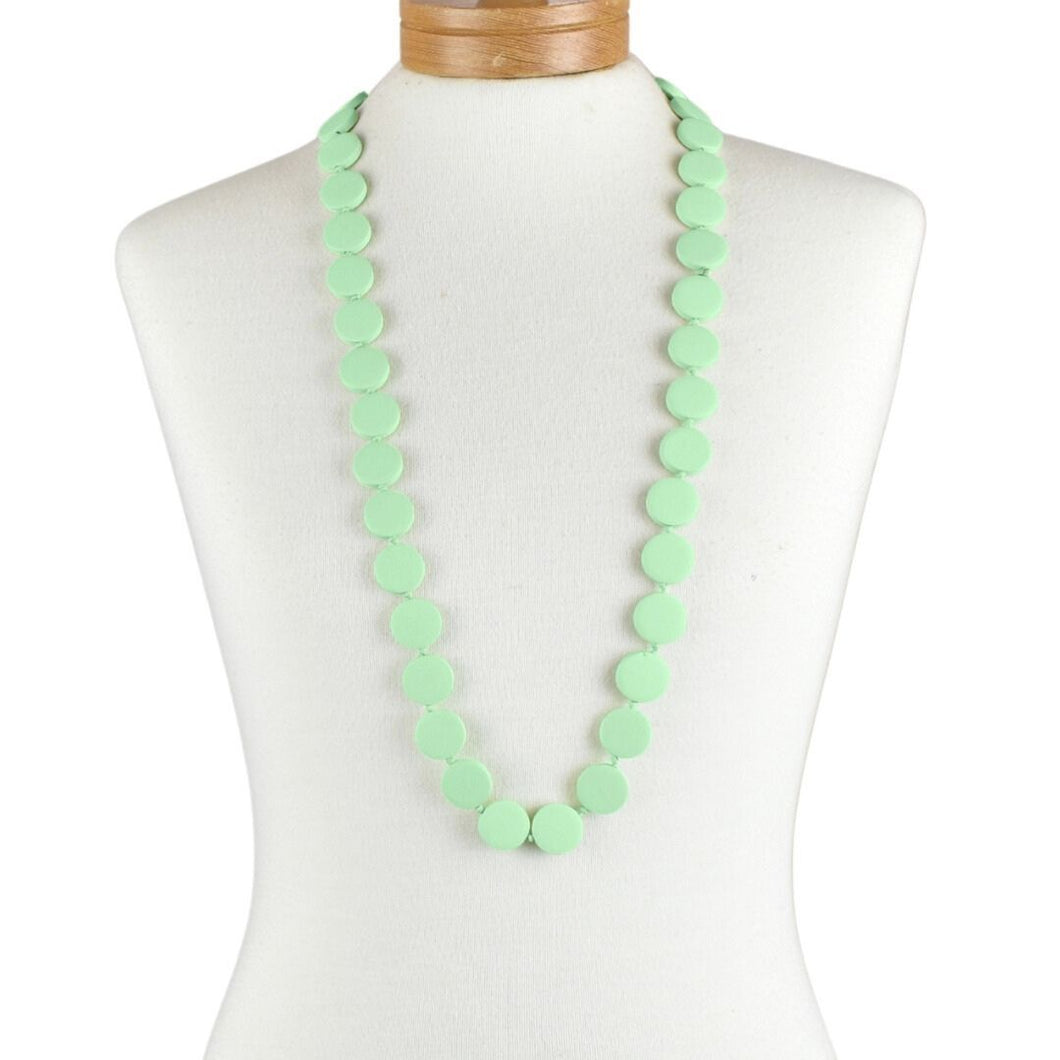 THSJ1272: Mint: Round Wooden Necklace