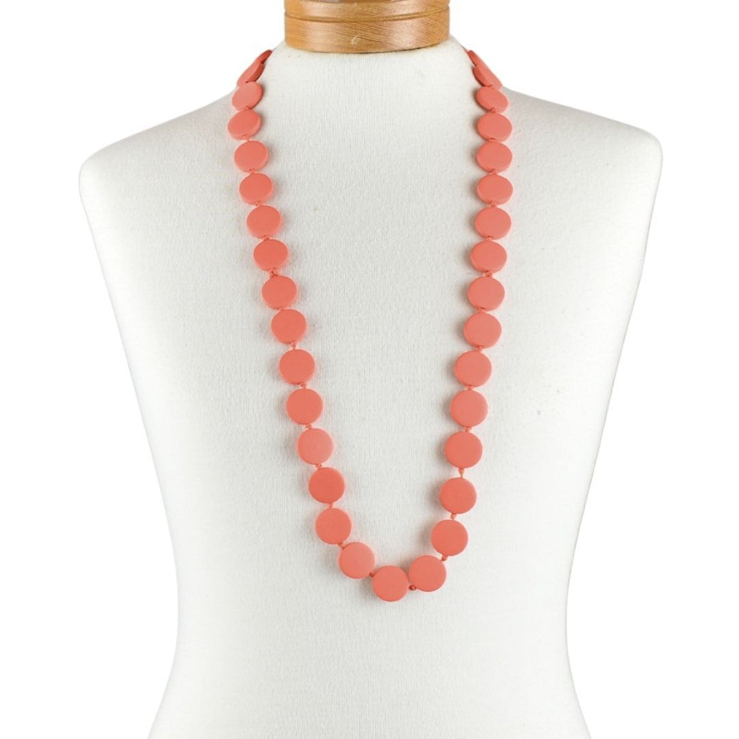 THSJ1273: Burnt Orange: Round Wooden Necklace