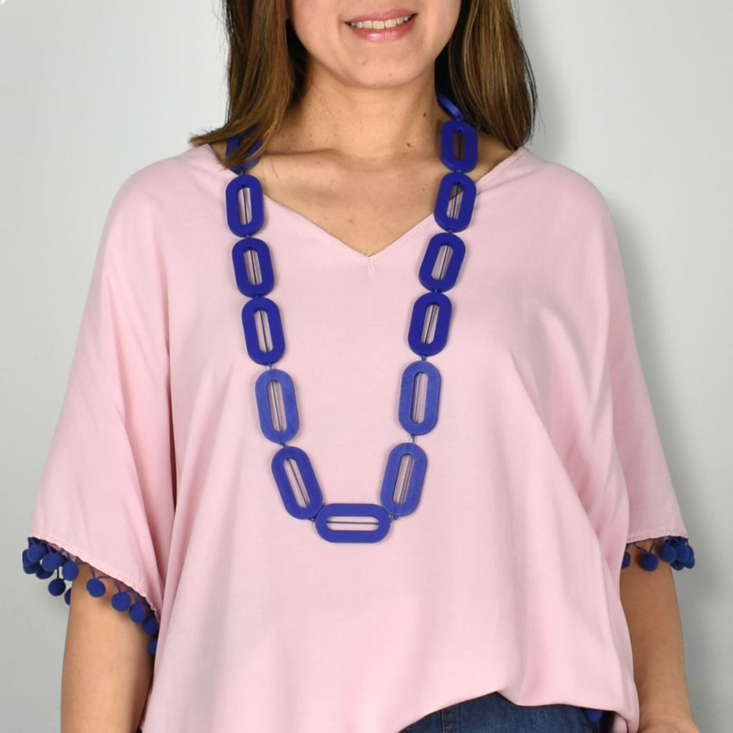 THSJ1279: Navy: Chunky Wooden Necklace