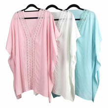 Load image into Gallery viewer, THSK1057: Baby Blue: Lace Kaftan Top
