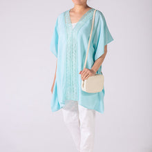 Load image into Gallery viewer, THSK1057: Baby Blue: Lace Kaftan Top

