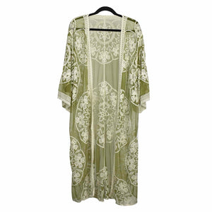 Floral Lace Kimono | Olive