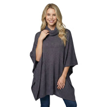 Load image into Gallery viewer, THSP1025: Grey: Cowl Neck Poncho
