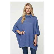 Load image into Gallery viewer, THSP1027: Egyptian Blue: Cowl Neck Poncho
