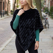Load image into Gallery viewer, THSP1064: Plush Black: Faux Fur Poncho
