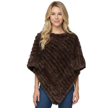 Load image into Gallery viewer, THSP1065: Brown: Plush Faux Fur Poncho
