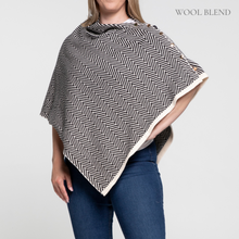 Load image into Gallery viewer, Herringbone w Button Poncho | Black

