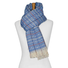 Load image into Gallery viewer, THSS2223: Blue: Dots and Lines Scarf
