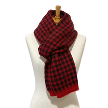 Load image into Gallery viewer, THSS2227: Red: Gingham Knit Scarf
