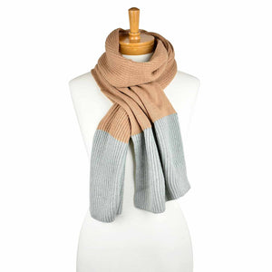 Two Colour Loop Through Scarf | Brown Grey