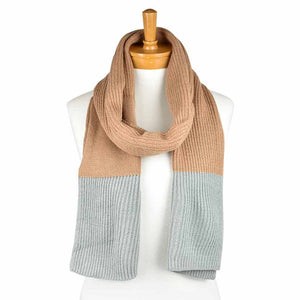 Two Colour Loop Through Scarf | Brown Grey