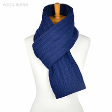 Load image into Gallery viewer, THSS2257: Navy: Braid Knitted Scarf
