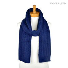Load image into Gallery viewer, THSS2257: Navy: Braid Knitted Scarf
