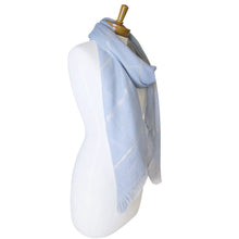 Load image into Gallery viewer, Plain Lurex Strip Scarf | Baby Blue
