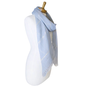 Plain Lurex Strip Scarf | Baby Blue