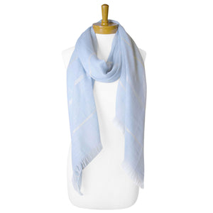 Plain Lurex Strip Scarf | Baby Blue