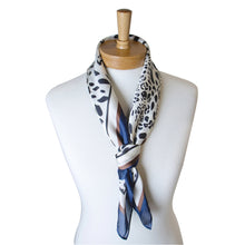 Load image into Gallery viewer, THSS2336: Navy: Leopard Square Scarf
