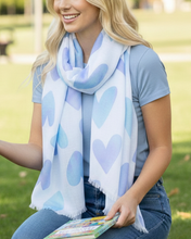 Load image into Gallery viewer, THSS2349: Blue: Hearts Scarf
