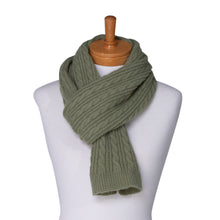Load image into Gallery viewer, THSS2438: Olive: Cable Rib Scarf
