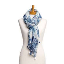 Load image into Gallery viewer, THSS2460: Blue: Butterfly Garden Scarf
