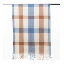 Load image into Gallery viewer, THSS2511: Brown Blue: Classic Plaid Scarf
