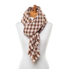 Load image into Gallery viewer, THSS2523: Brown: Small Gingham Scarf
