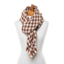 Load image into Gallery viewer, THSS2523: Brown: Small Gingham Scarf
