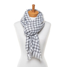 Load image into Gallery viewer, THSS2543: Grey: Small Narrow Houndstooth Scarf - J'adore Gifts 
