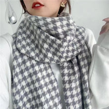 Load image into Gallery viewer, THSS2543: Grey: Small Narrow Houndstooth Scarf - J'adore Gifts 
