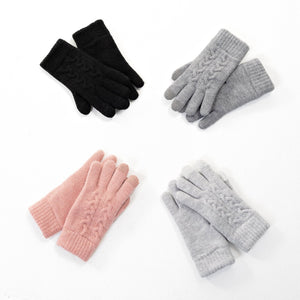 Braid Knit Gloves | Grey