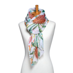 THSS2568: White: Native Australian Flower Scarf