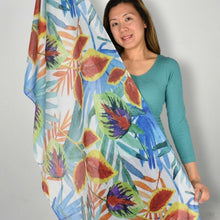 Load image into Gallery viewer, THSS2582: Blue: Multi Leaves Scarf
