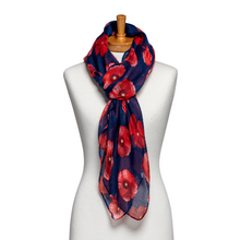 Load image into Gallery viewer, THSS2604: Navy: Medium Poppies Scarf
