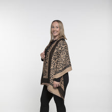 Load image into Gallery viewer, THSS2632: Black Tan: Reversible Animal Print Scarf
