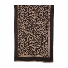 Load image into Gallery viewer, THSS2632: Black Tan: Reversible Animal Print Scarf
