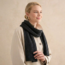 Load image into Gallery viewer, THSS2660: Black: Pattern Rib Knit Scarf
