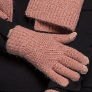 THSS2661GX: Winter Pink: Pattern Rib Knit Gloves