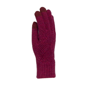 THSS2663GX: Boysenberry: Pattern Rib Knit Gloves