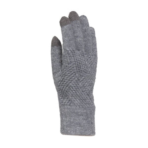 THSS2664GX: Medium Grey: Pattern Rib Knit Gloves